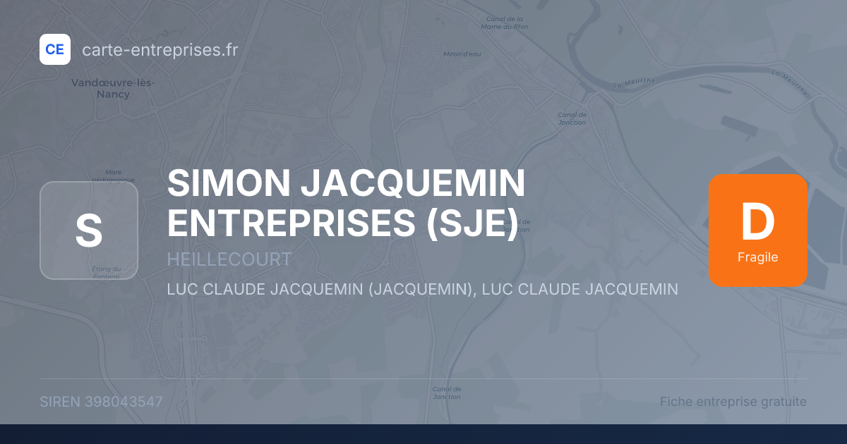 SIMON JACQUEMIN ENTREPRISES (SJE) — 398043547 — fiche entreprise