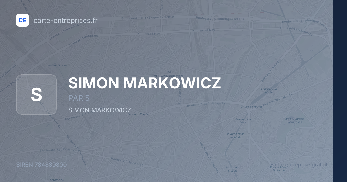SIMON MARKOWICZ — 784889800 — fiche entreprise