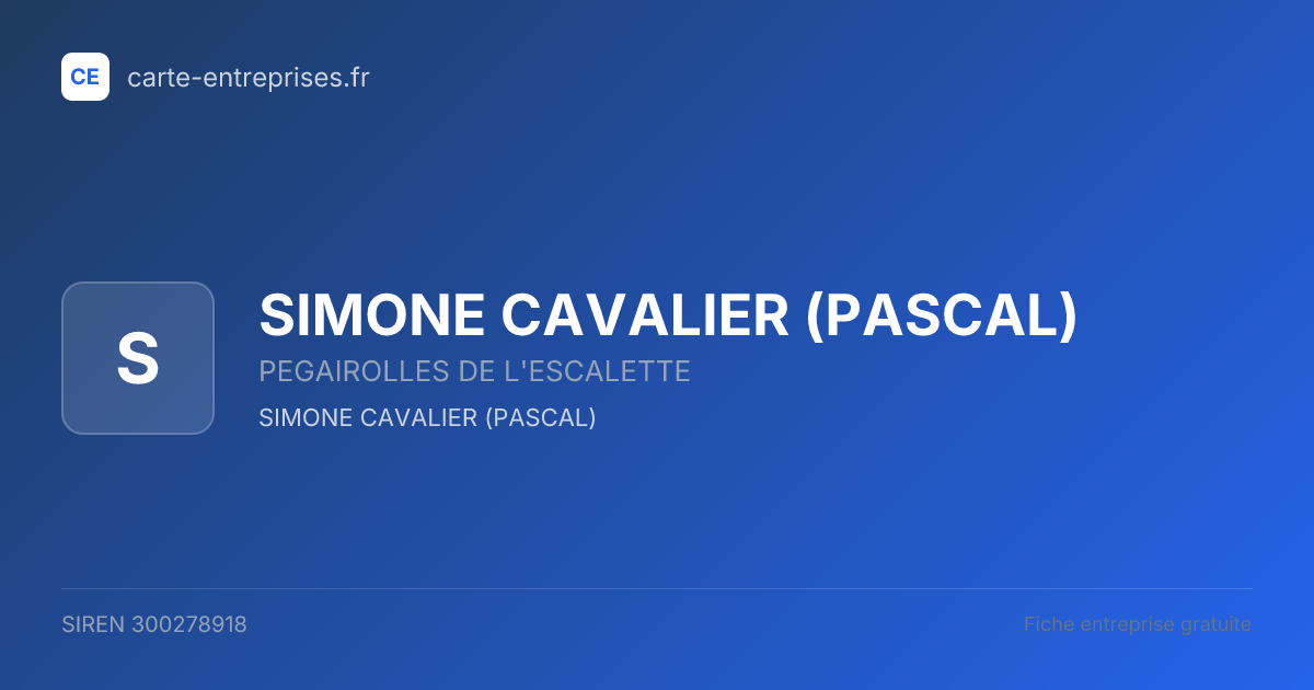 SIMONE CAVALIER (PASCAL) — 300278918 — fiche entreprise