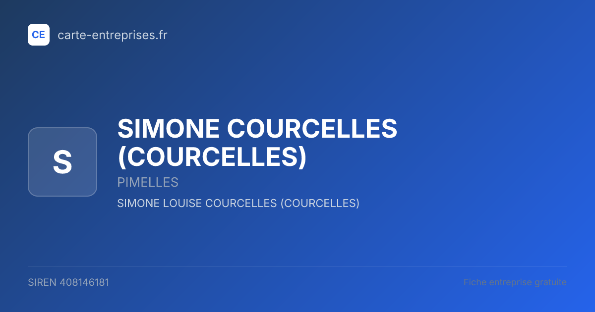 SIMONE COURCELLES (COURCELLES) — 408146181 — fiche entreprise