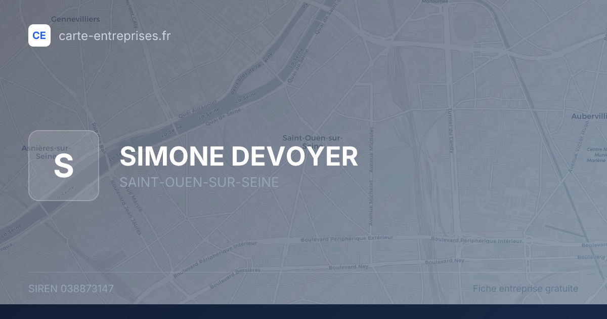 SIMONE DEVOYER — 038873147 — fiche entreprise