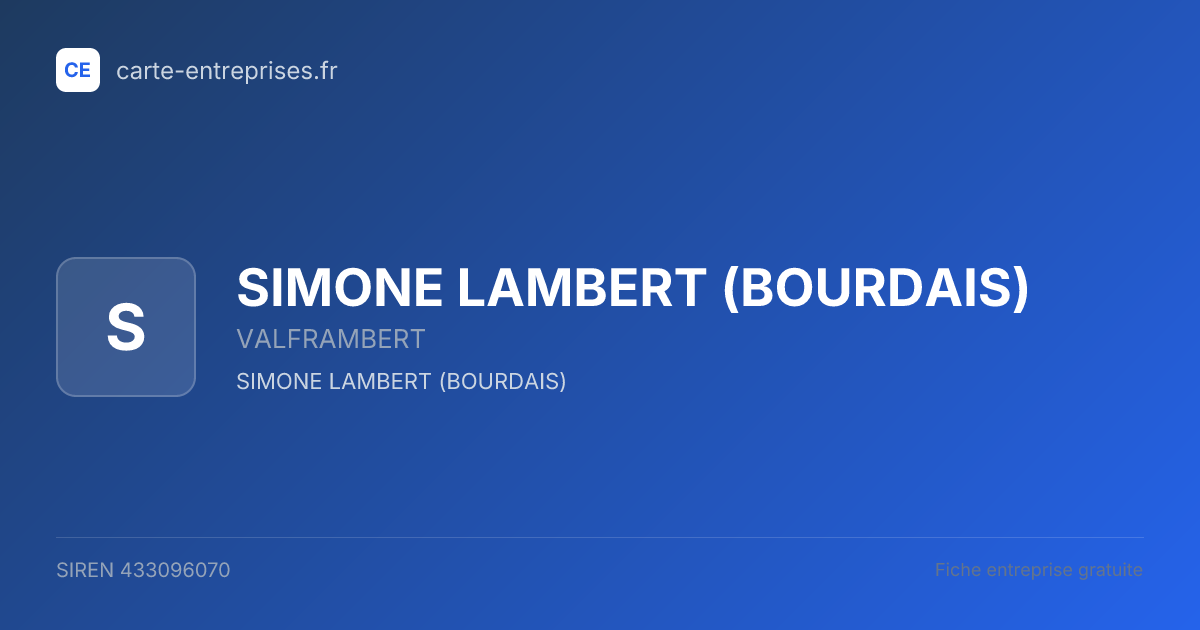SIMONE LAMBERT (BOURDAIS) — 433096070 — fiche entreprise