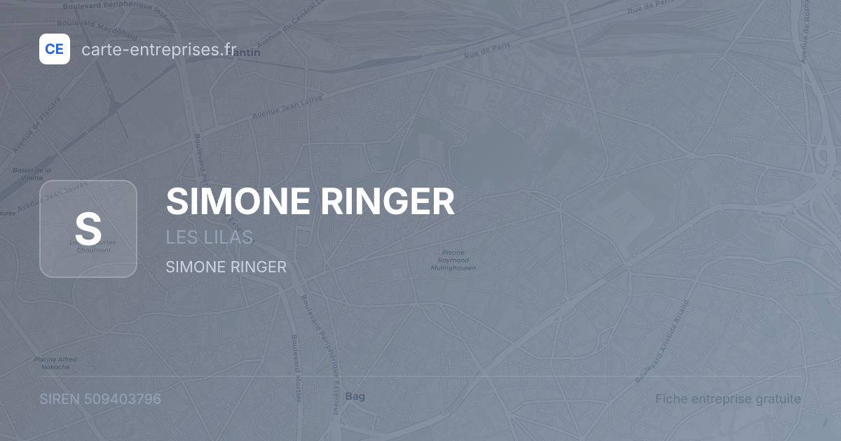 SIMONE RINGER — 509403796 — fiche entreprise