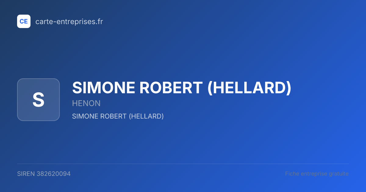 SIMONE ROBERT (HELLARD) — 382620094 — fiche entreprise