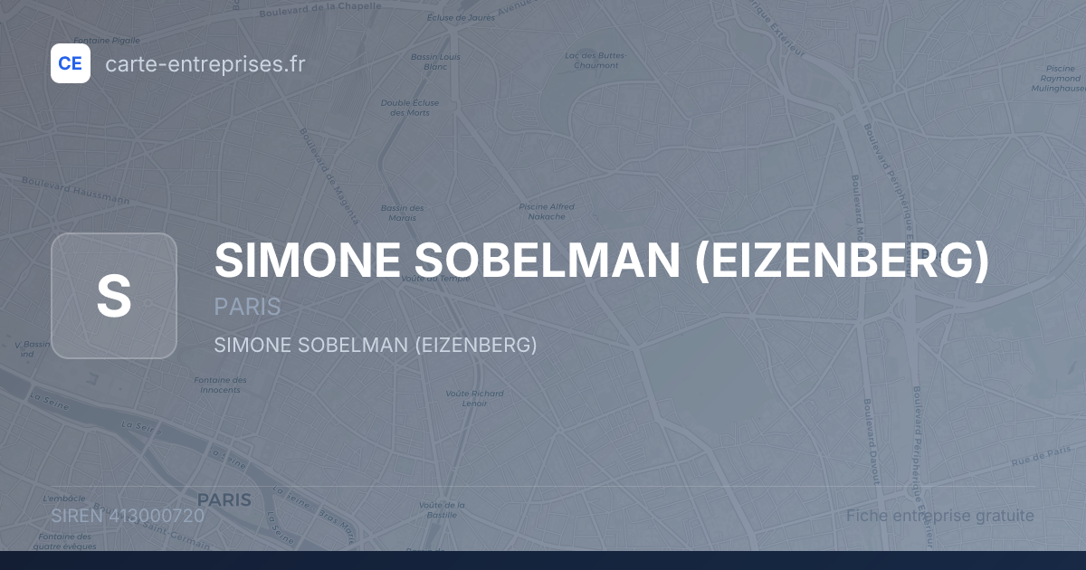 SIMONE SOBELMAN (EIZENBERG) — 413000720 — fiche entreprise