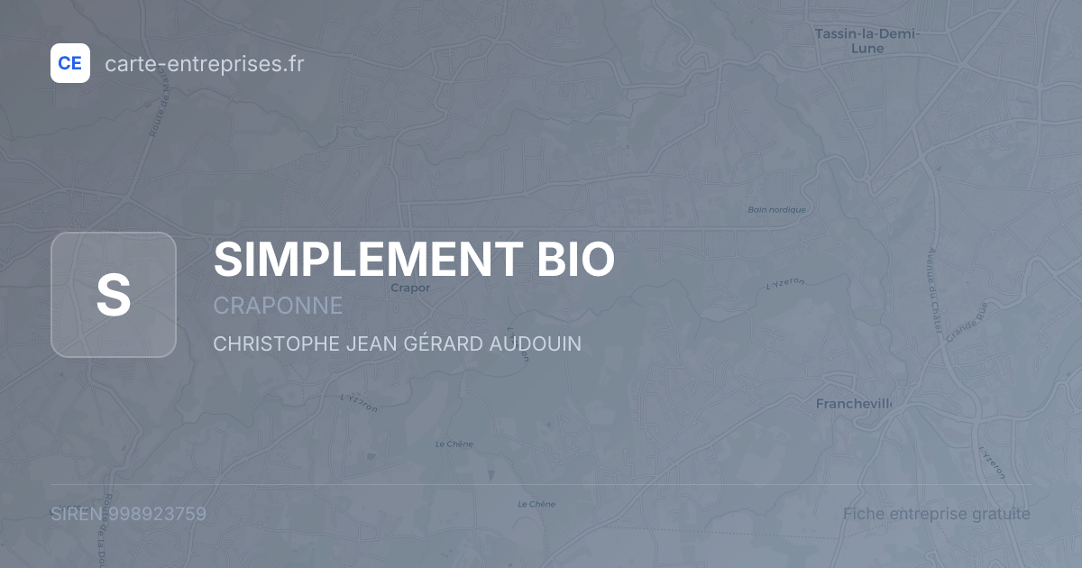 SIMPLEMENT BIO — 998923759 — fiche entreprise