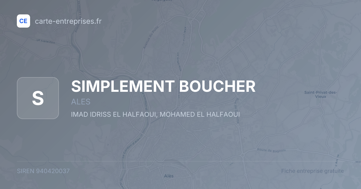 SIMPLEMENT BOUCHER — 940420037 — fiche entreprise