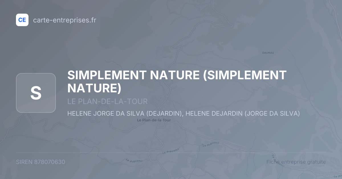 SIMPLEMENT NATURE — 878070630 — fiche entreprise
