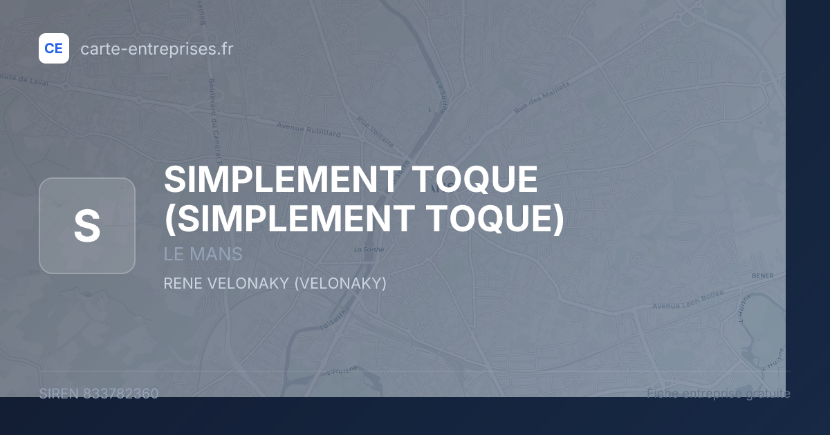 SIMPLEMENT TOQUE — 833782360 — fiche entreprise