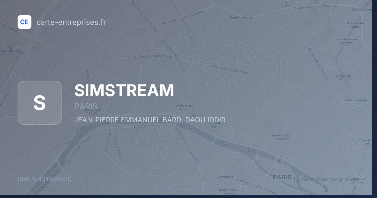 SIMSTREAM — 431809920 — fiche entreprise