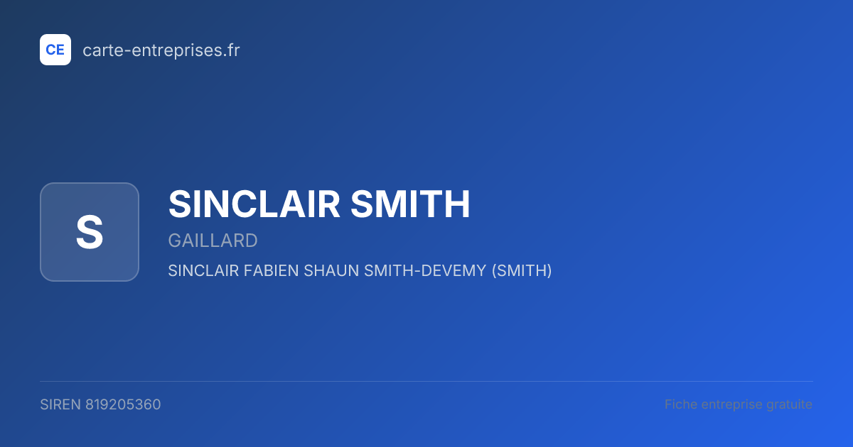 SINCLAIR SMITH — 819205360 — fiche entreprise