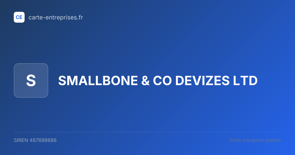 SMALLBONE & CO DEVIZES LTD — 487699886 — fiche entreprise