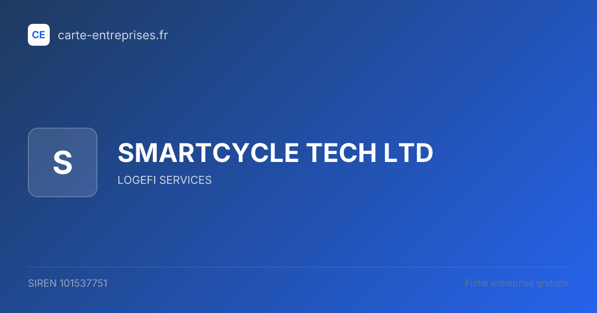 SMARTCYCLE TECH LTD — 101537751 — fiche entreprise