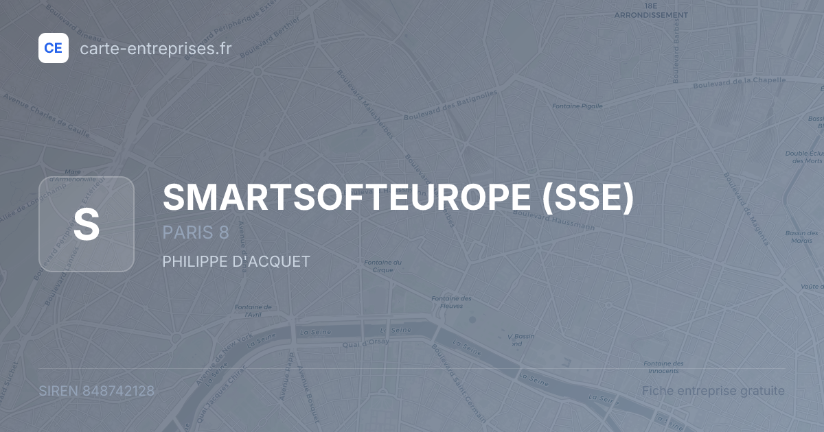 SMARTSOFTEUROPE (SSE) — 848742128 — fiche entreprise