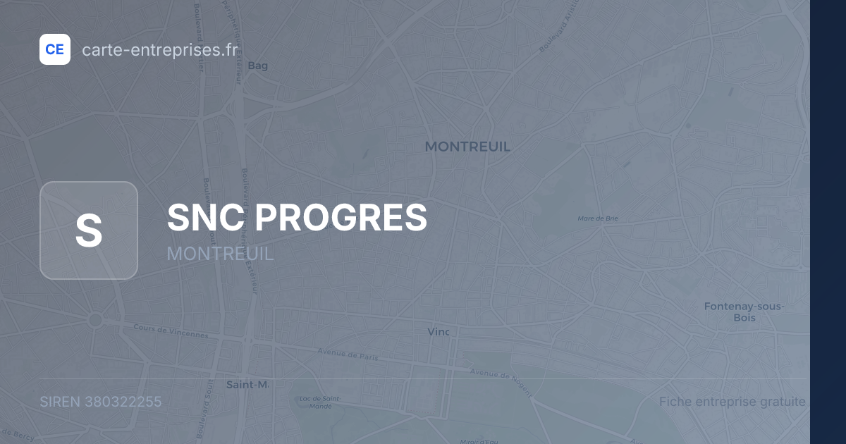 SNC PROGRES — 380322255 — fiche entreprise