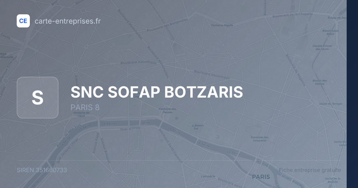 SNC SOFAP BOTZARIS — 351660733 — fiche entreprise