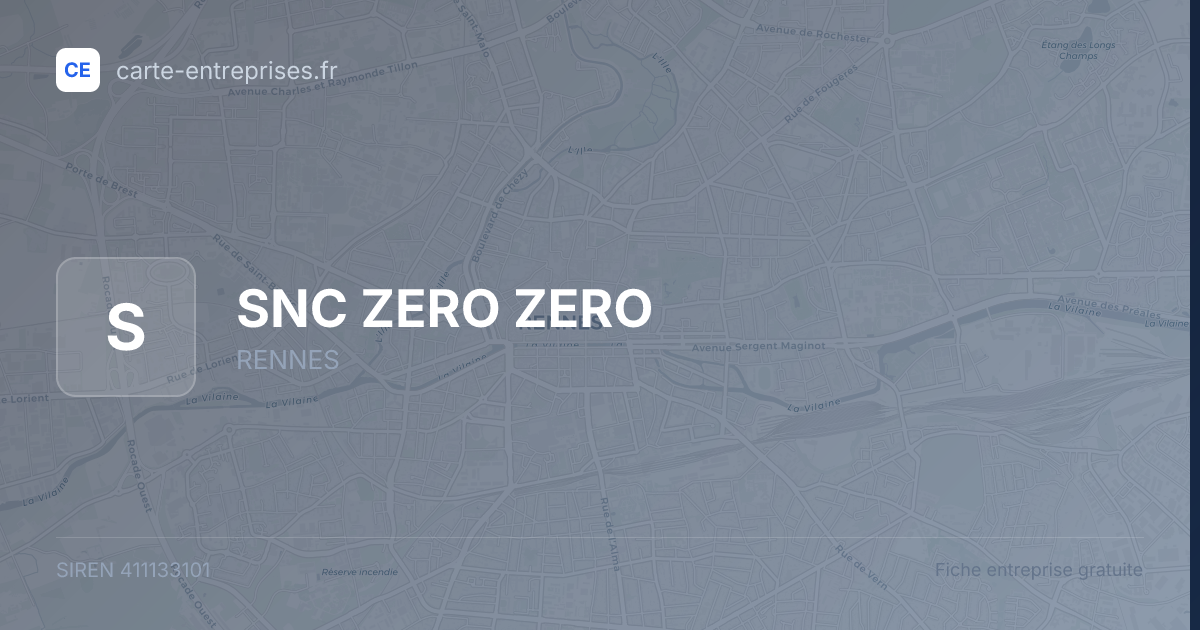 SNC ZERO ZERO — 411133101 — fiche entreprise
