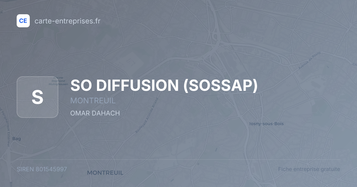 SO DIFFUSION (SOSSAP) — 801545997 — fiche entreprise