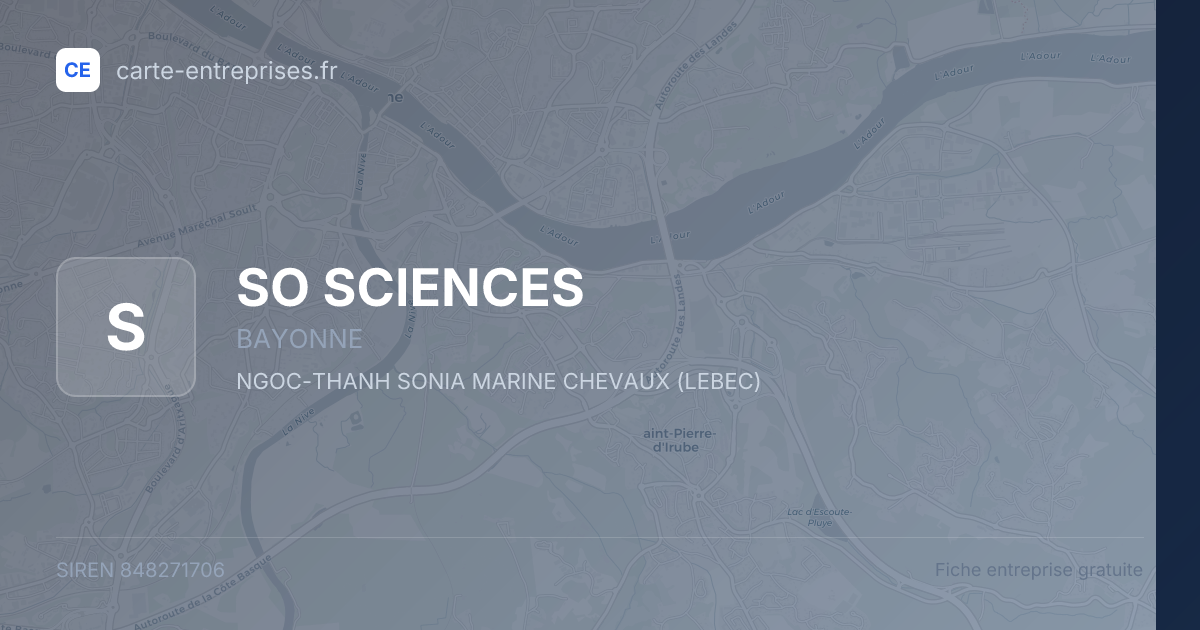 SO SCIENCES — 848271706 — fiche entreprise