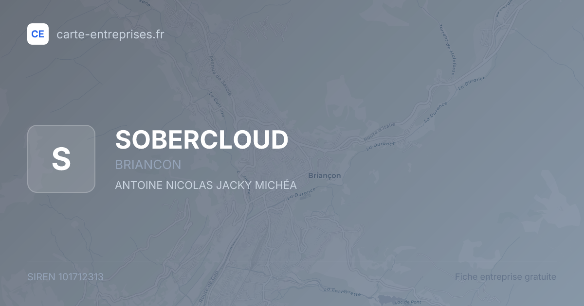 SOBERCLOUD — 101712313 — fiche entreprise