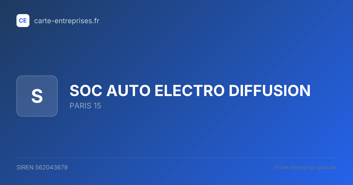 SOC AUTO ELECTRO DIFFUSION — 562043679 — fiche entreprise