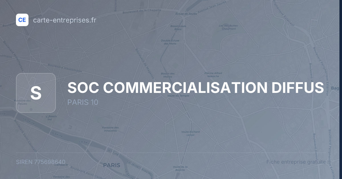 SOC COMMERCIALISATION DIFFUS — 775698640 — fiche entreprise