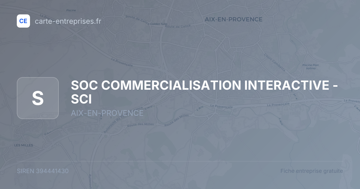 SOC COMMERCIALISATION INTERACTIVE - SCI — 394441430 — fiche entreprise