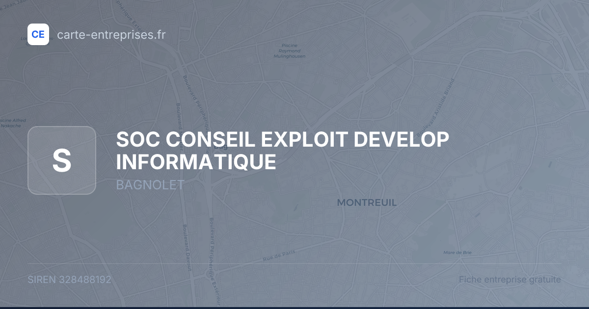 SOC CONSEIL EXPLOIT DEVELOP INFORMATIQUE — 328488192 — fiche entreprise