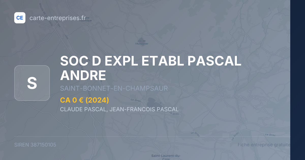 SOC D EXPL ETABL PASCAL ANDRE — 387150105 — fiche entreprise