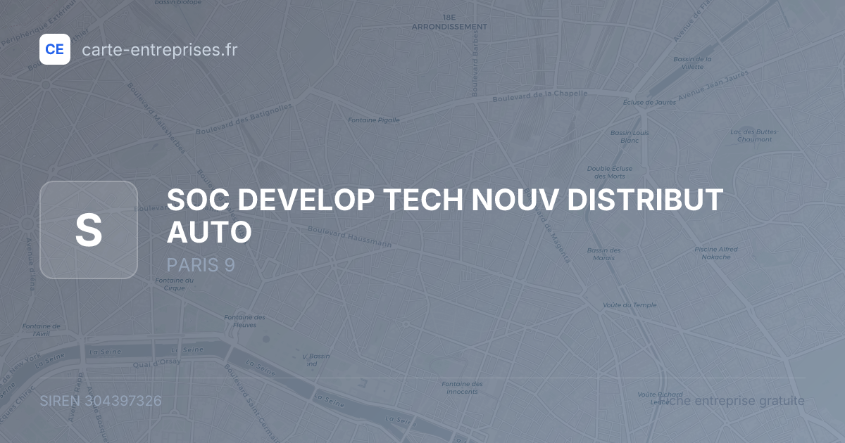 SOC DEVELOP TECH NOUV DISTRIBUT AUTO — 304397326 — fiche entreprise