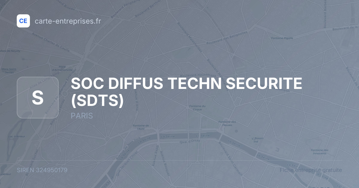 SOC DIFFUS TECHN SECURITE (SDTS) — 324950179 — fiche entreprise