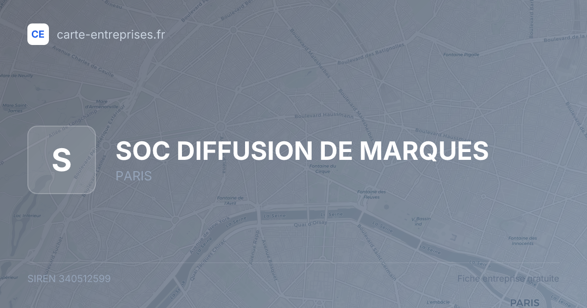 SOC DIFFUSION DE MARQUES — 340512599 — fiche entreprise