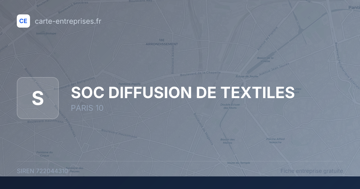 SOC DIFFUSION DE TEXTILES — 722044310 — fiche entreprise