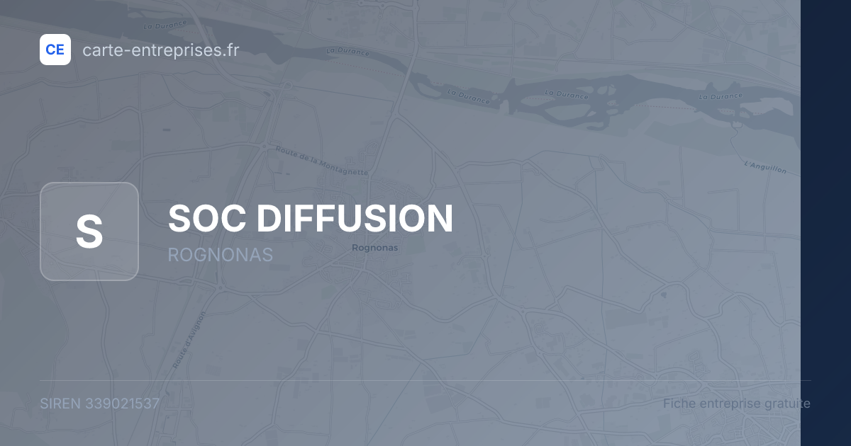 SOC DIFFUSION — 339021537 — fiche entreprise