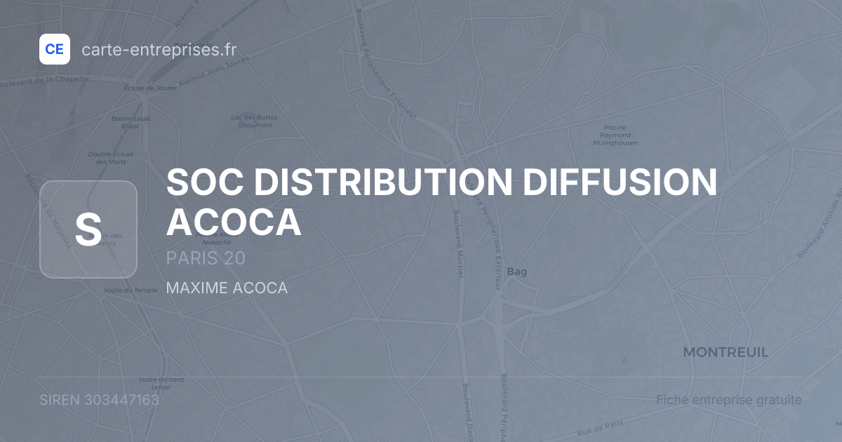SOC DISTRIBUTION DIFFUSION ACOCA — 303447163 — fiche entreprise
