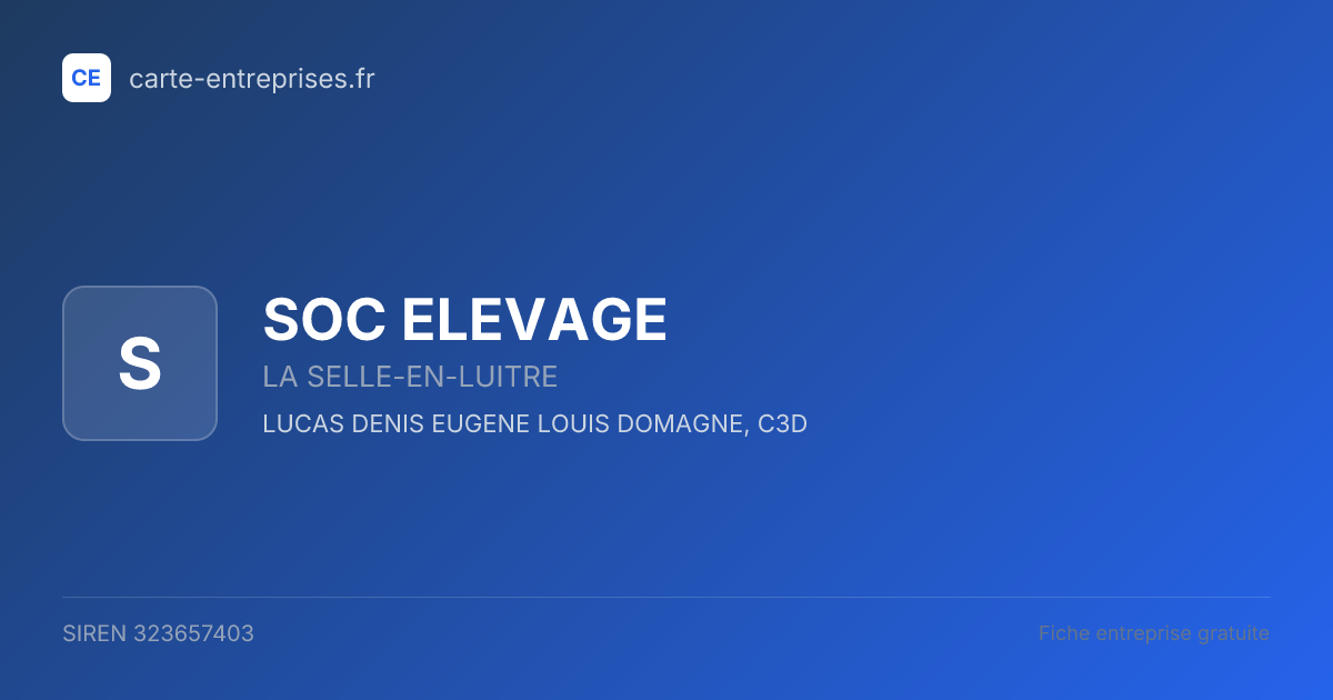 SOC ELEVAGE — 323657403 — fiche entreprise