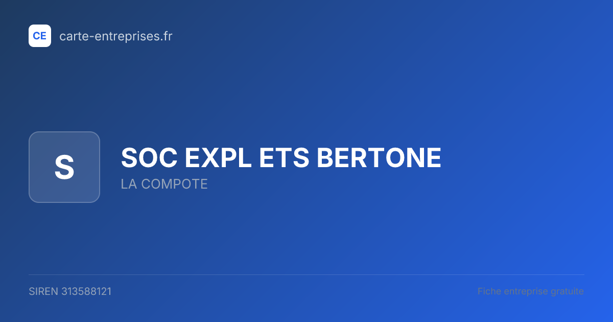SOC EXPL ETS BERTONE — 313588121 — fiche entreprise