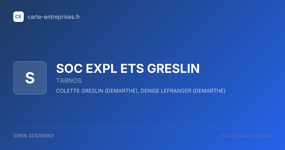 SOC EXPL ETS GRESLIN — 324293901 — fiche entreprise