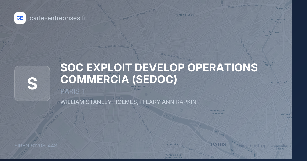 SOC EXPLOIT DEVELOP OPERATIONS COMMERCIA (SEDOC) — 612031443 — fiche entreprise