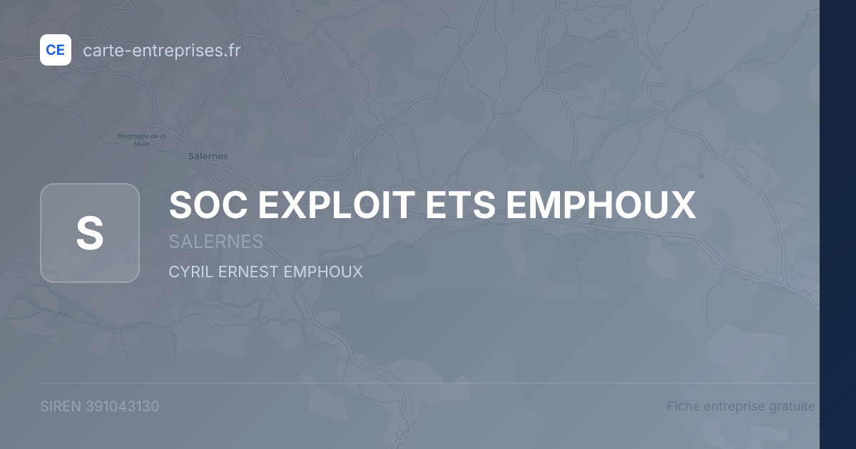 SOC EXPLOIT ETS EMPHOUX — 391043130 — fiche entreprise