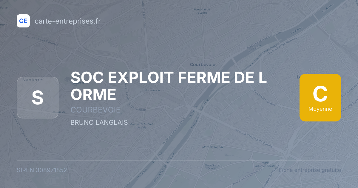 SOC EXPLOIT FERME DE L ORME — 308971852 — fiche entreprise