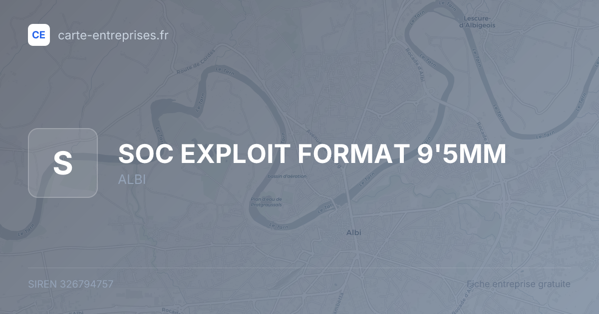 SOC EXPLOIT FORMAT 9'5MM — 326794757 — fiche entreprise