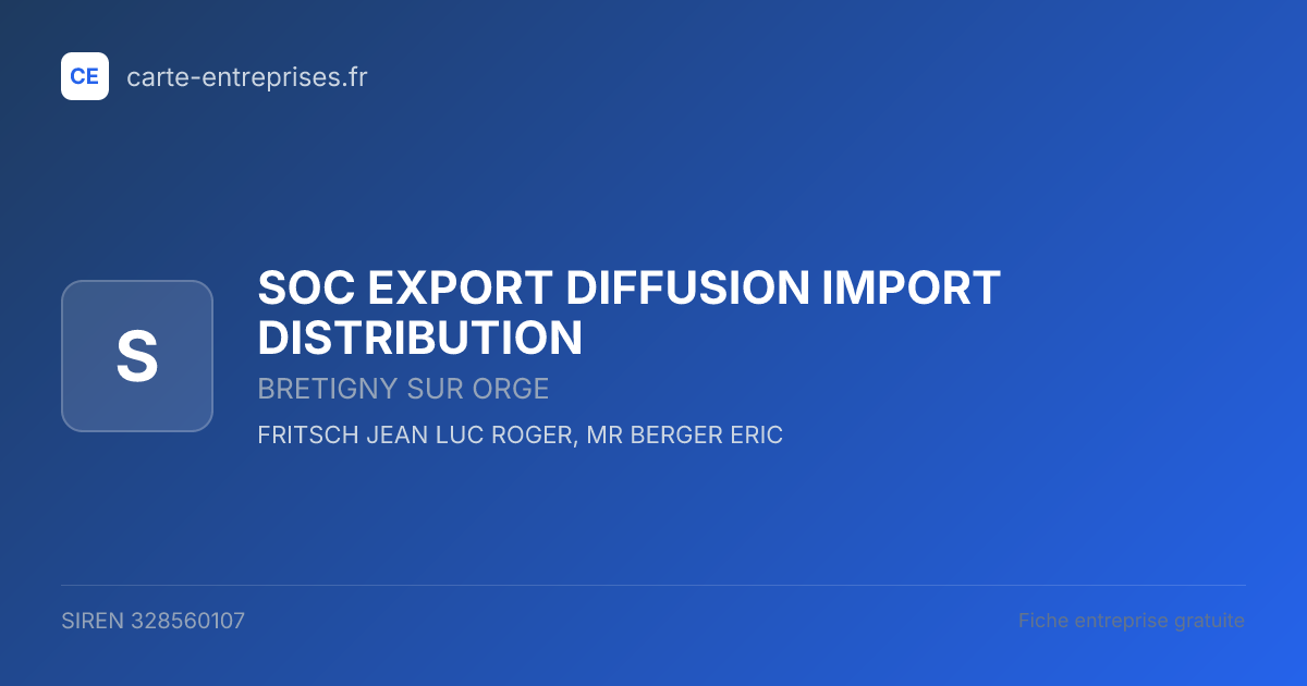 SOC EXPORT DIFFUSION IMPORT DISTRIBUTION — 328560107 — fiche entreprise