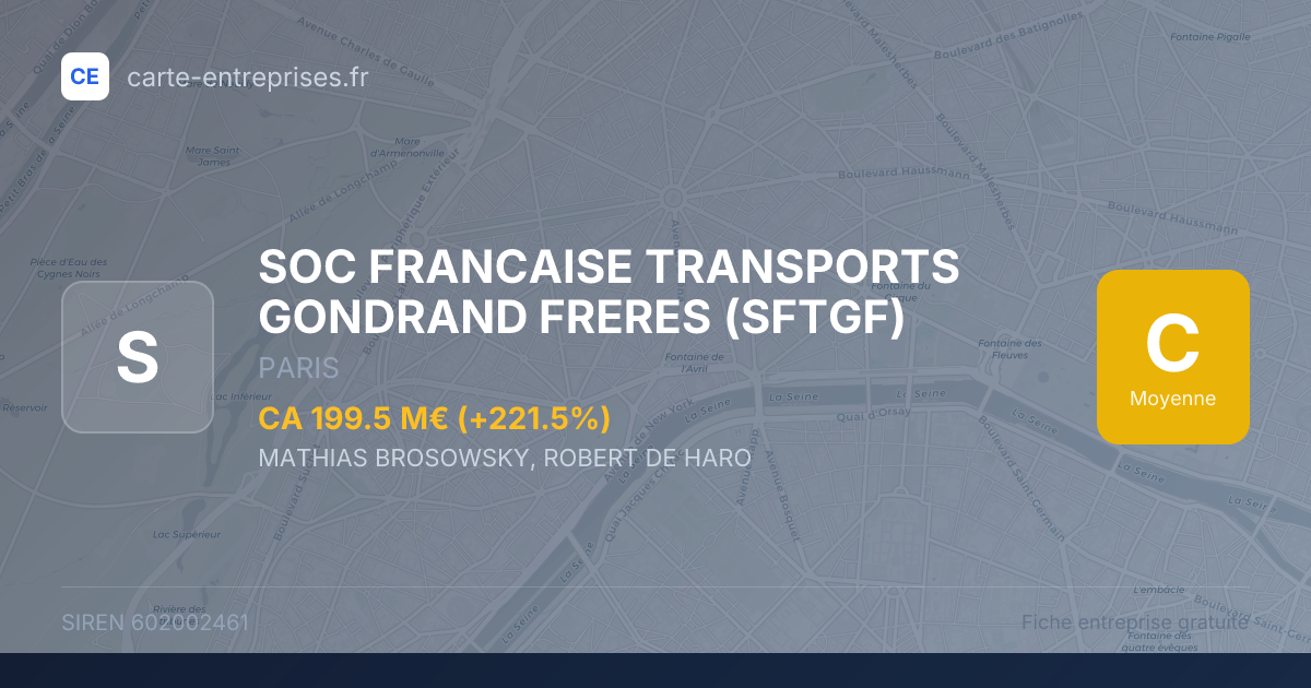 SOC FRANCAISE TRANSPORTS GONDRAND FRERES (SFTGF) — 602002461 — fiche entreprise