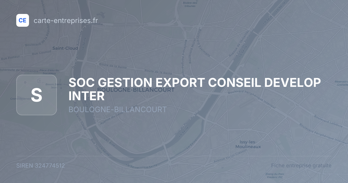 SOC GESTION EXPORT CONSEIL DEVELOP INTER — 324774512 — fiche entreprise