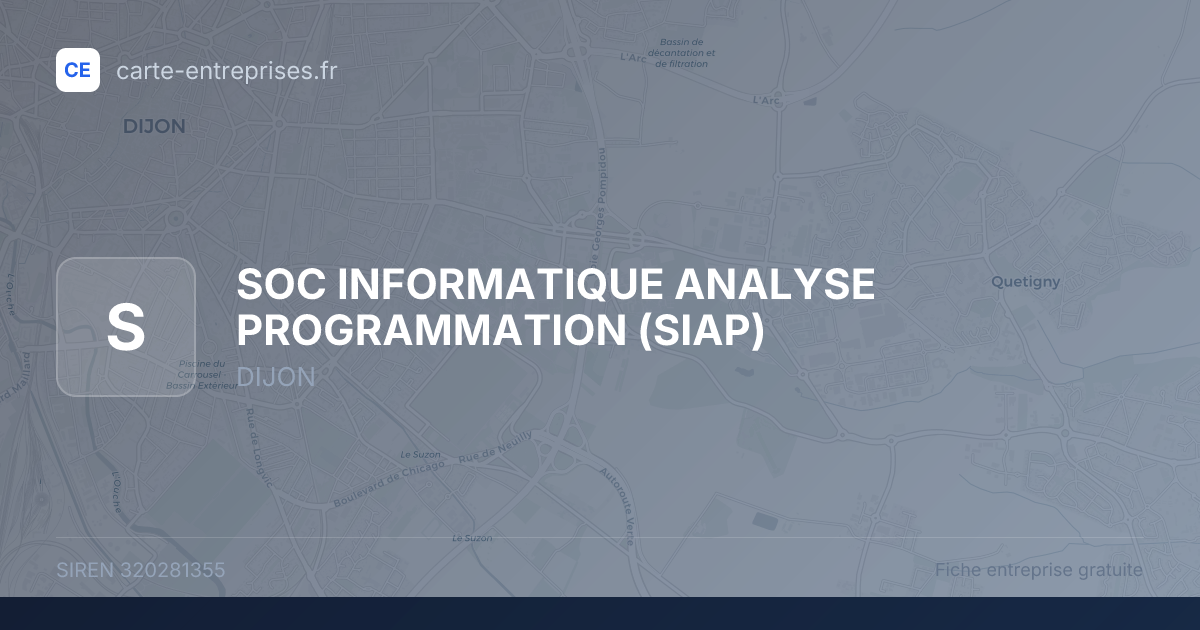 SOC INFORMATIQUE ANALYSE PROGRAMMATION (SIAP) — 320281355 — fiche entreprise