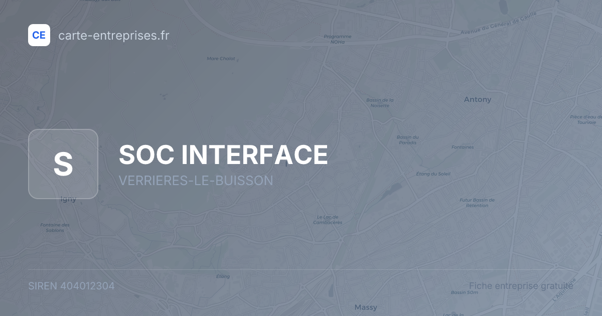 SOC INTERFACE — 404012304 — fiche entreprise