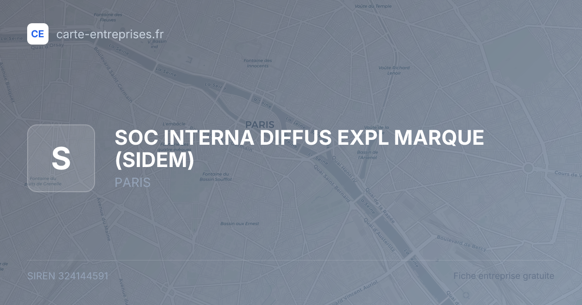 SOC INTERNA DIFFUS EXPL MARQUE (SIDEM) — 324144591 — fiche entreprise