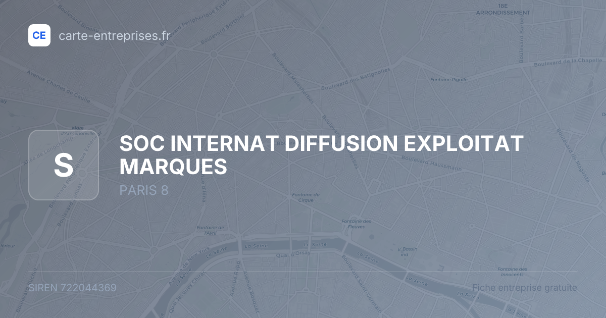 SOC INTERNAT DIFFUSION EXPLOITAT MARQUES — 722044369 — fiche entreprise