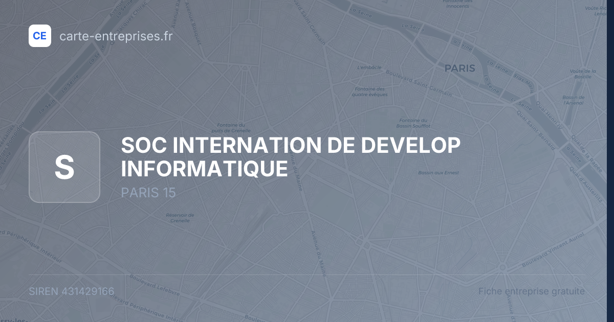 SOC INTERNATION DE DEVELOP INFORMATIQUE — 431429166 — fiche entreprise